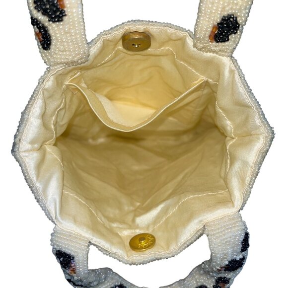 Handcrafted Beaded Leopard Print Double Handles With Fringe Women’s Clutch Sz S - Picture 7 of 8